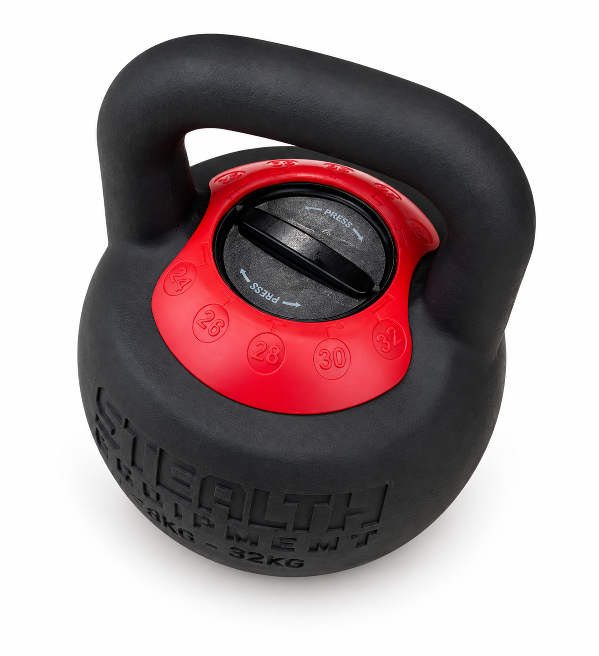 Kettlebell ajustable Stealth 24-32 kg negro mate con dial rojo